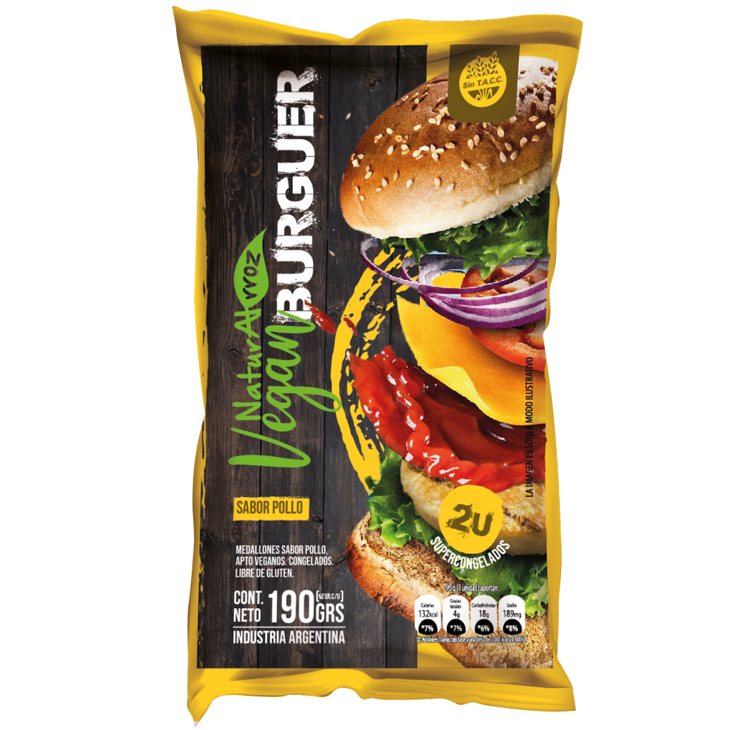 Hamburguesas sabor POLLO x2u - Naturalrroz