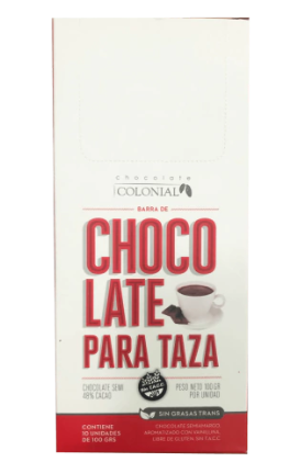 Caja x10u - Barra chocolate p/TAZA x100g - Colonial