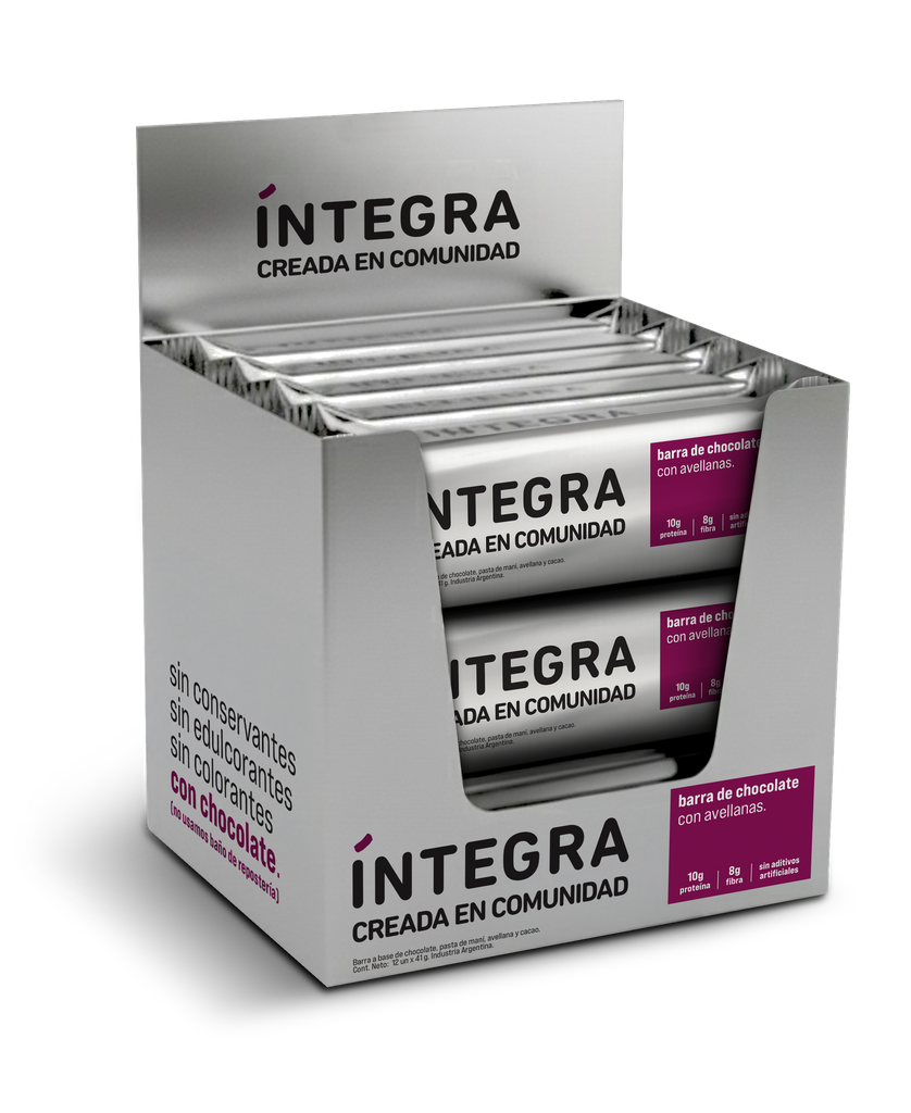 Caja x12 barritas - CHOCOLATE y AVELLANAS - Integra
