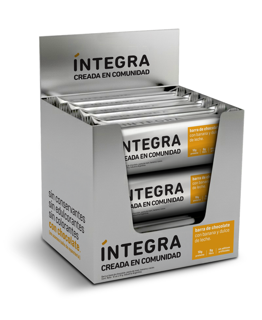 Caja x12 barritas - CHOCOLATE, BANANA y DDL - Integra